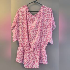 Pink animal print blouse